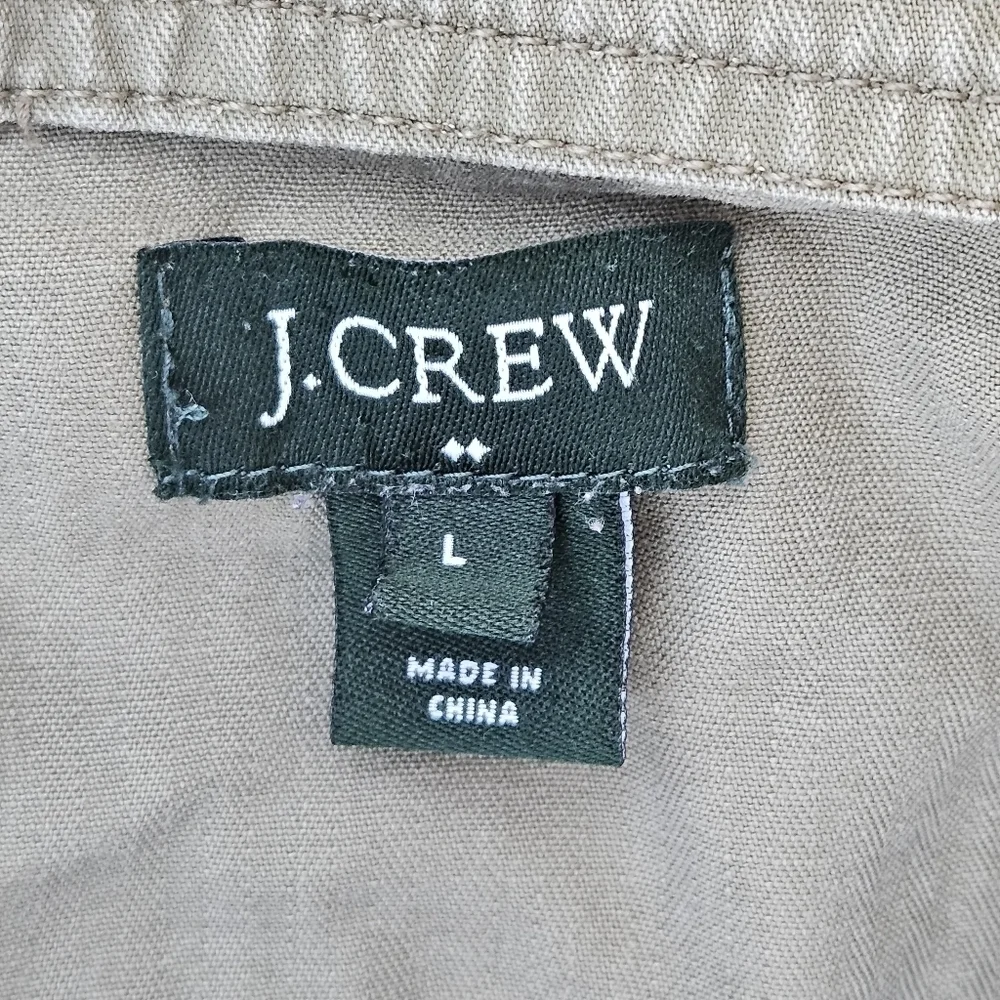 J Crew Military Field Jacket Olive Green Pockets Zip Up Cinch Waist Womens Large